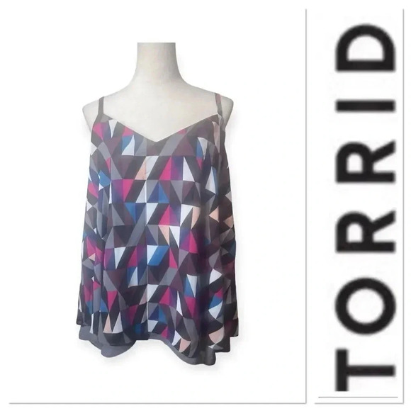 Torrid Sophie Geo Chiffon double layer swing camisole top size 1-1X/14-16 - Picture 1 of 12